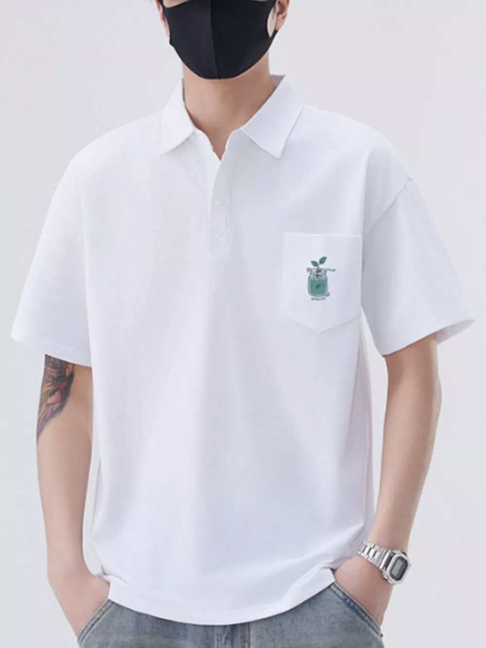 Men's Plus Size Button Detail Short Sleeve Polo, image 4