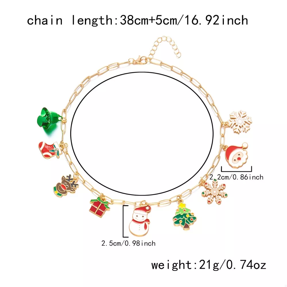 18K Gold-Plated Resin Christmas Theme Necklace, image 6