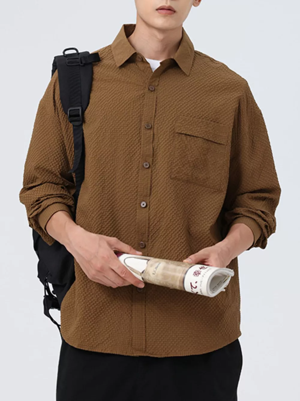 Men's Plus Size Button Up Oversized Shirt, image 4