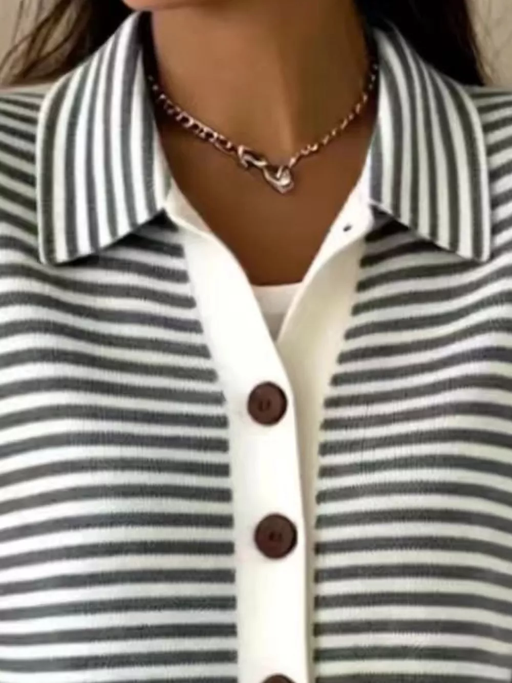Full Size Striped Button-Down Knit Cardigan Plus Size, image 14