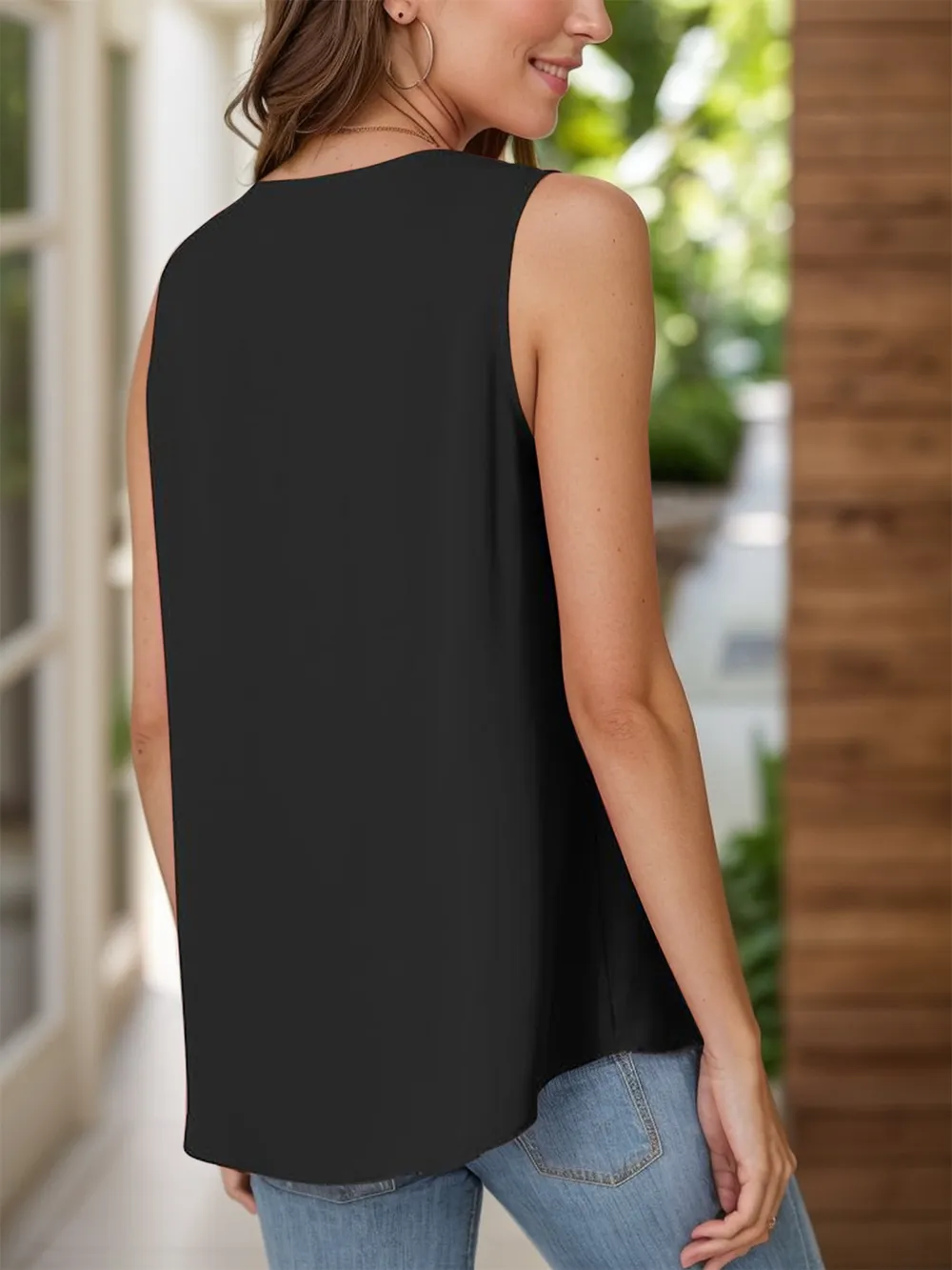 Full Size Ruched V-Neck Tank, image 5