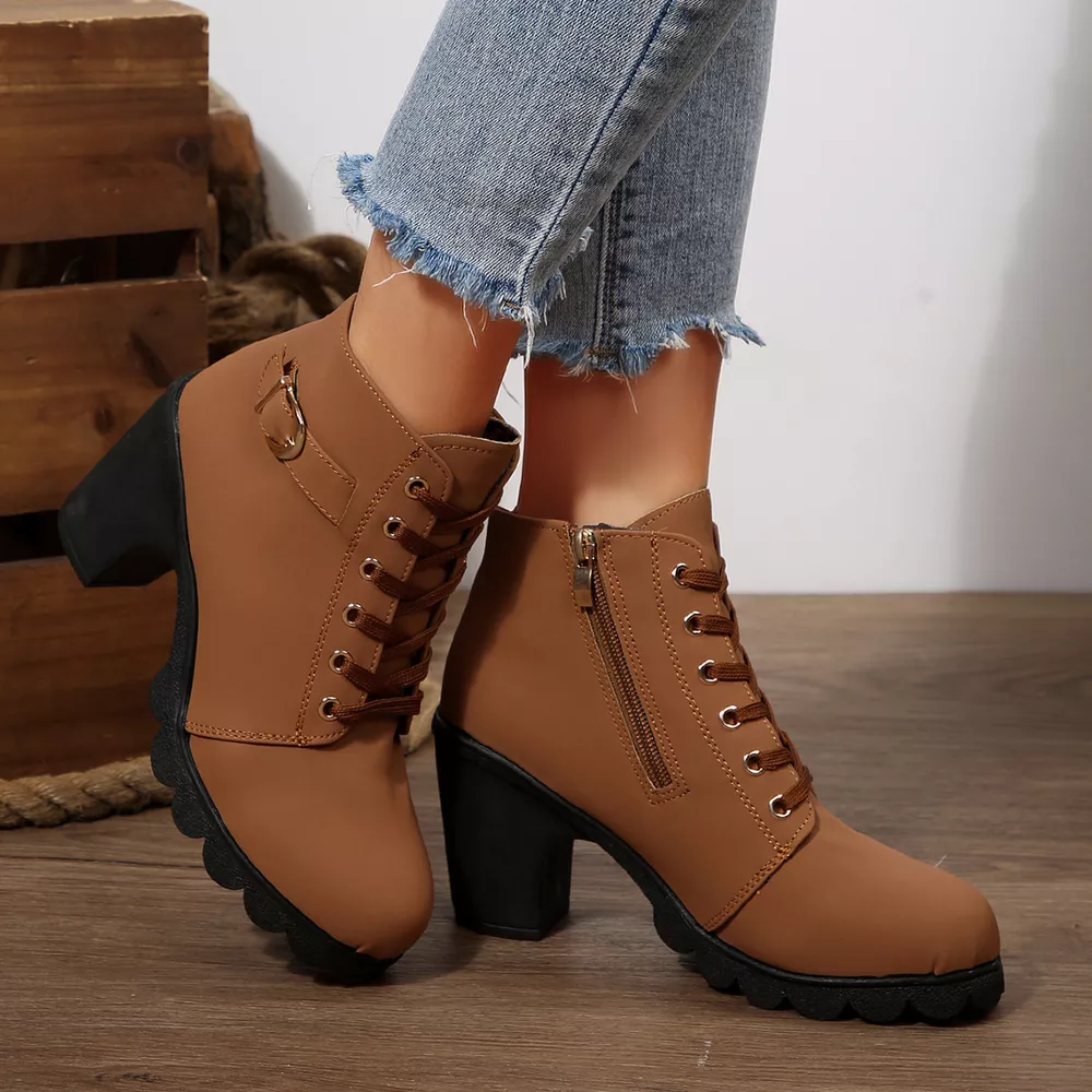 Lace Up Block Heels Boots, image 5