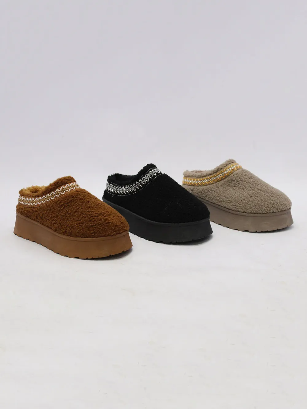 Embroidered Trim Platform Sherpa Boots, image 3