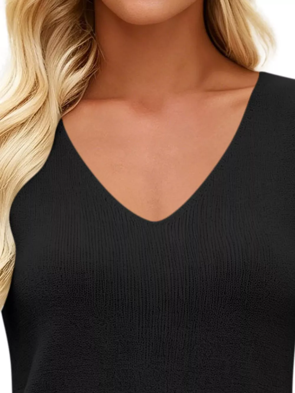 V-Neck Ribbed Knit Tank Top, image 17