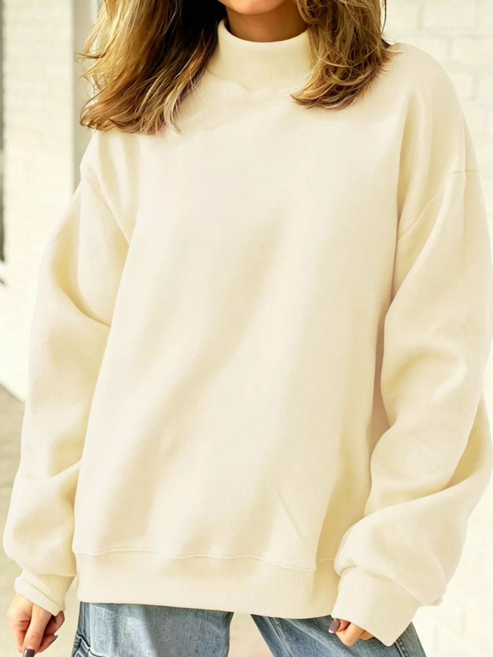 Mock Neck Dropped Shoulder Sweatshirt, image 21