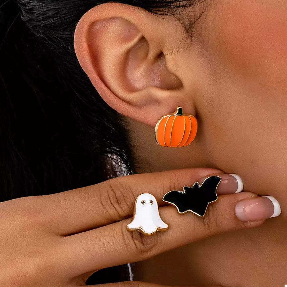 3-Pair Halloween Stud Earrings