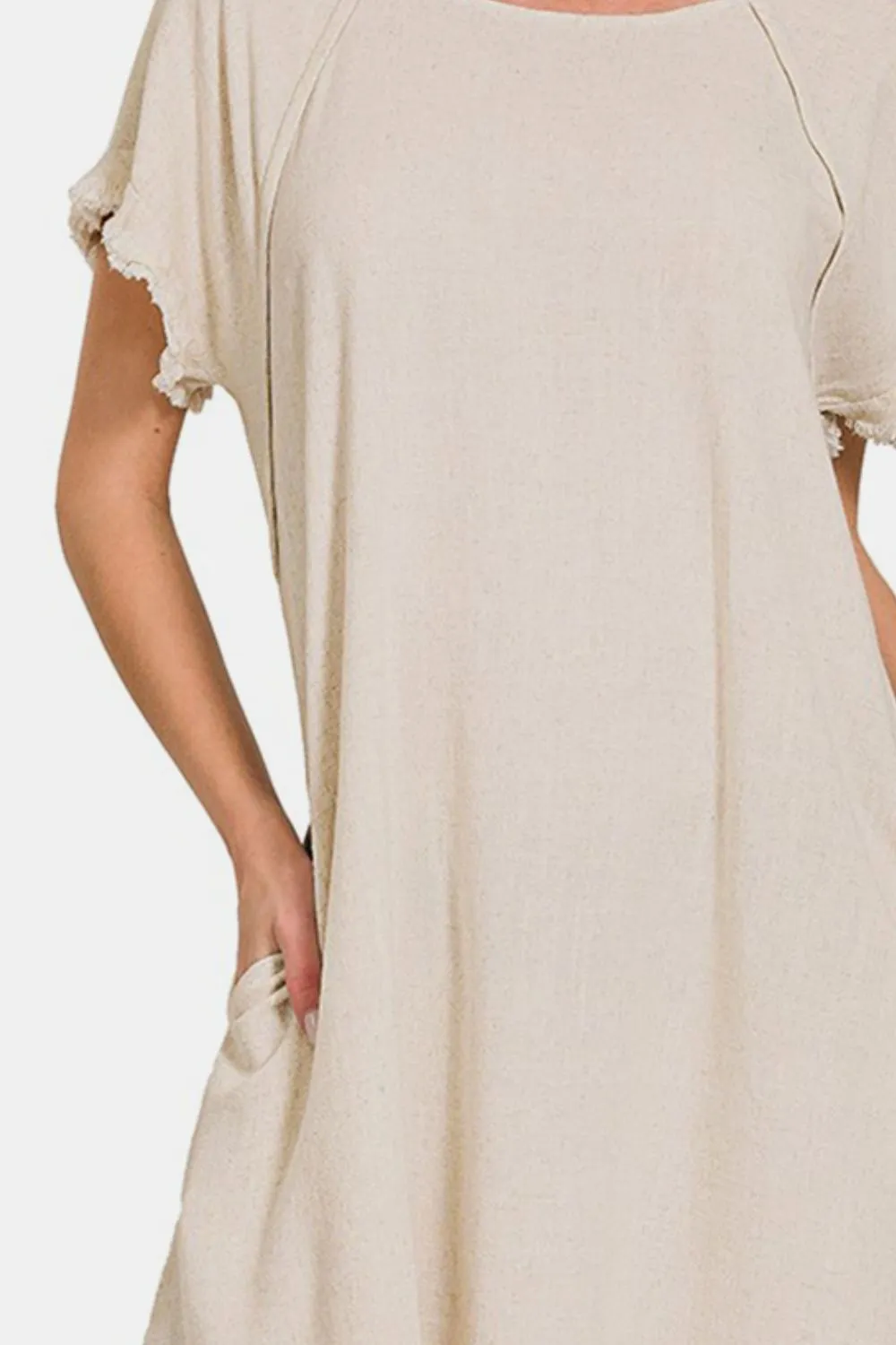 Fringe Edge High Low Flowy Dress with Pockets, image 3