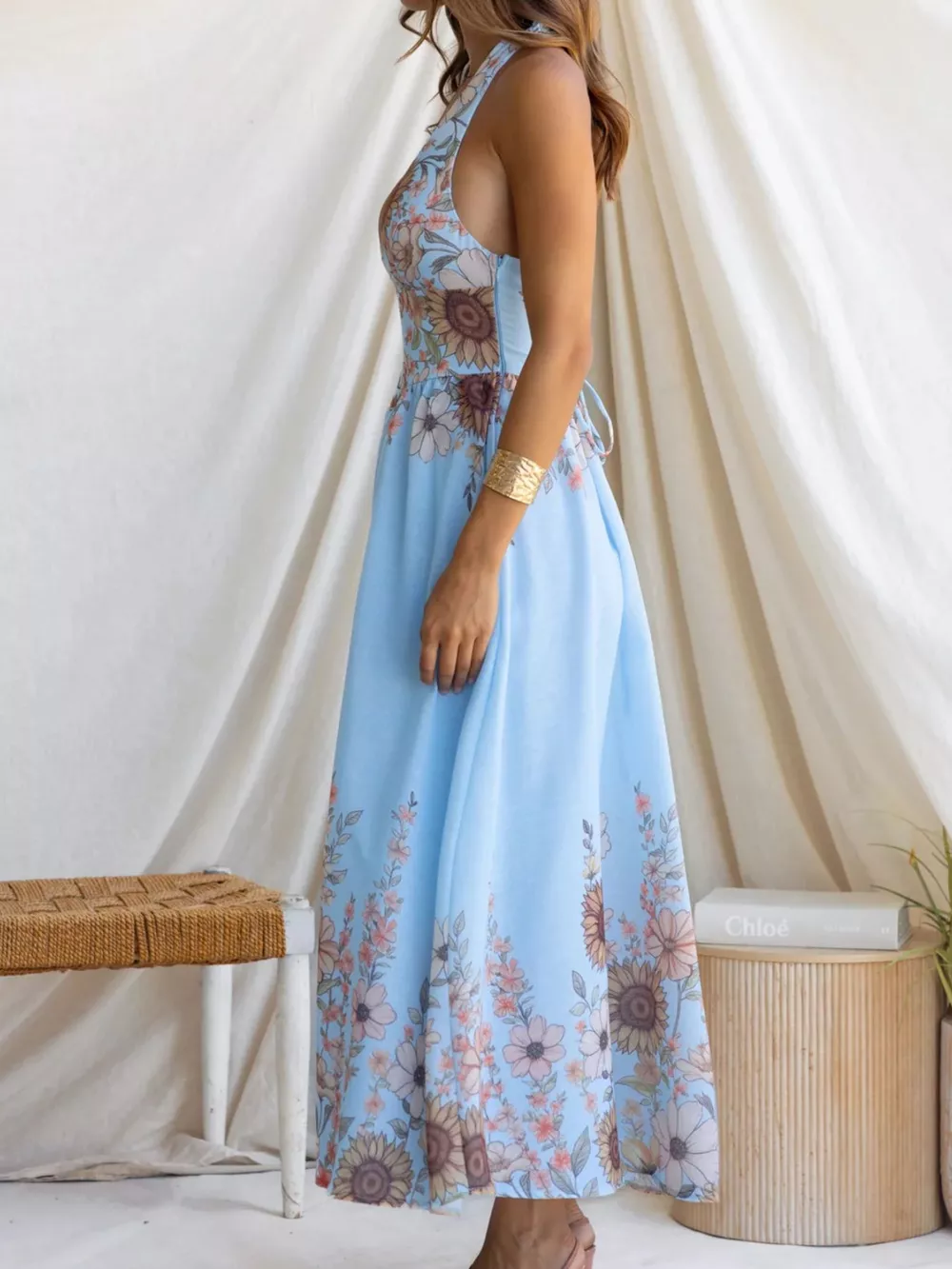 Floral Print Halter Neck Maxi Dress, image 11