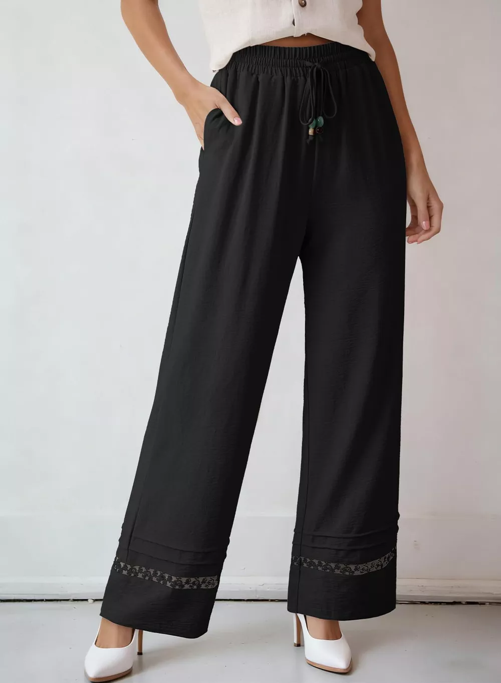 Casual Wide Leg Drawstring Pants, image 8