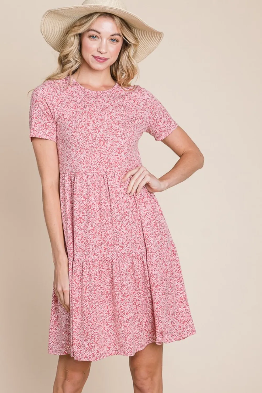Printed Short Sleeve Mini Dress, image 3