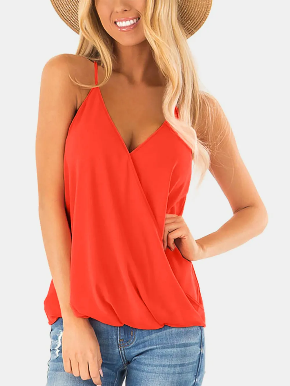 Full Size Surplice Spaghetti Strap Top, image 18