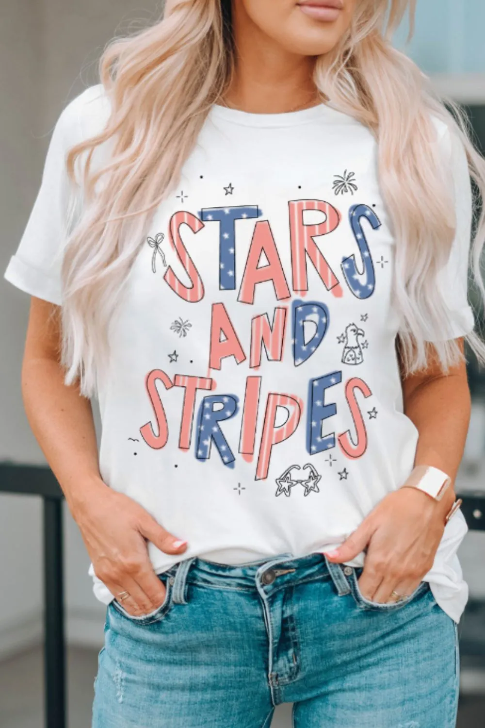 Stars and Stripes Patriotic Graphic T-Shirt, image 6