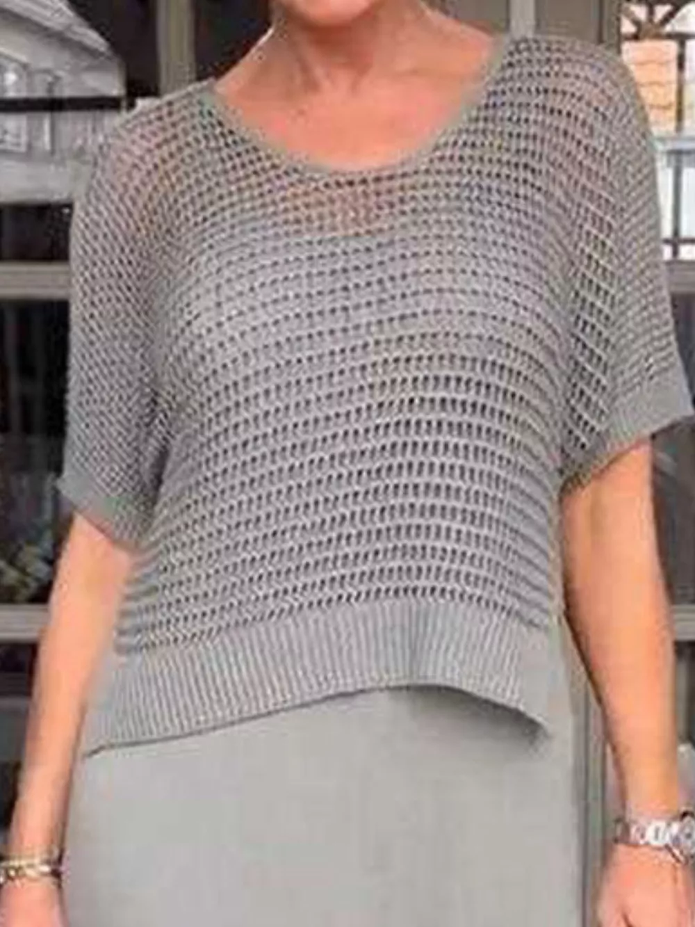 Full Size Openwork Knit Cover Up and Dress Set Plus Size, image 10