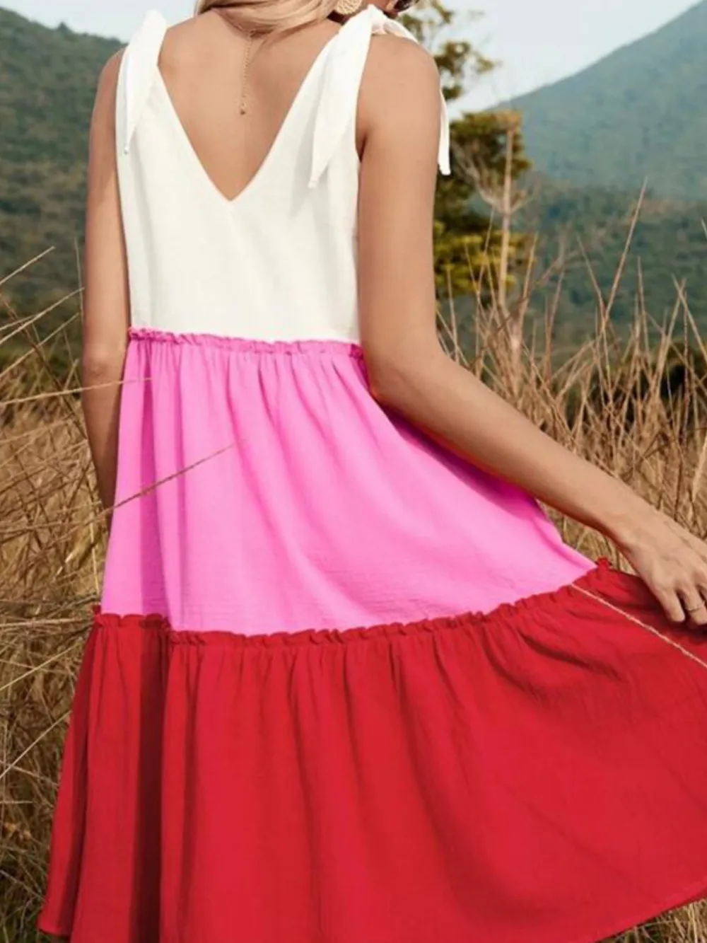 Colorblock Tiered Midi Tank Dress, image 5