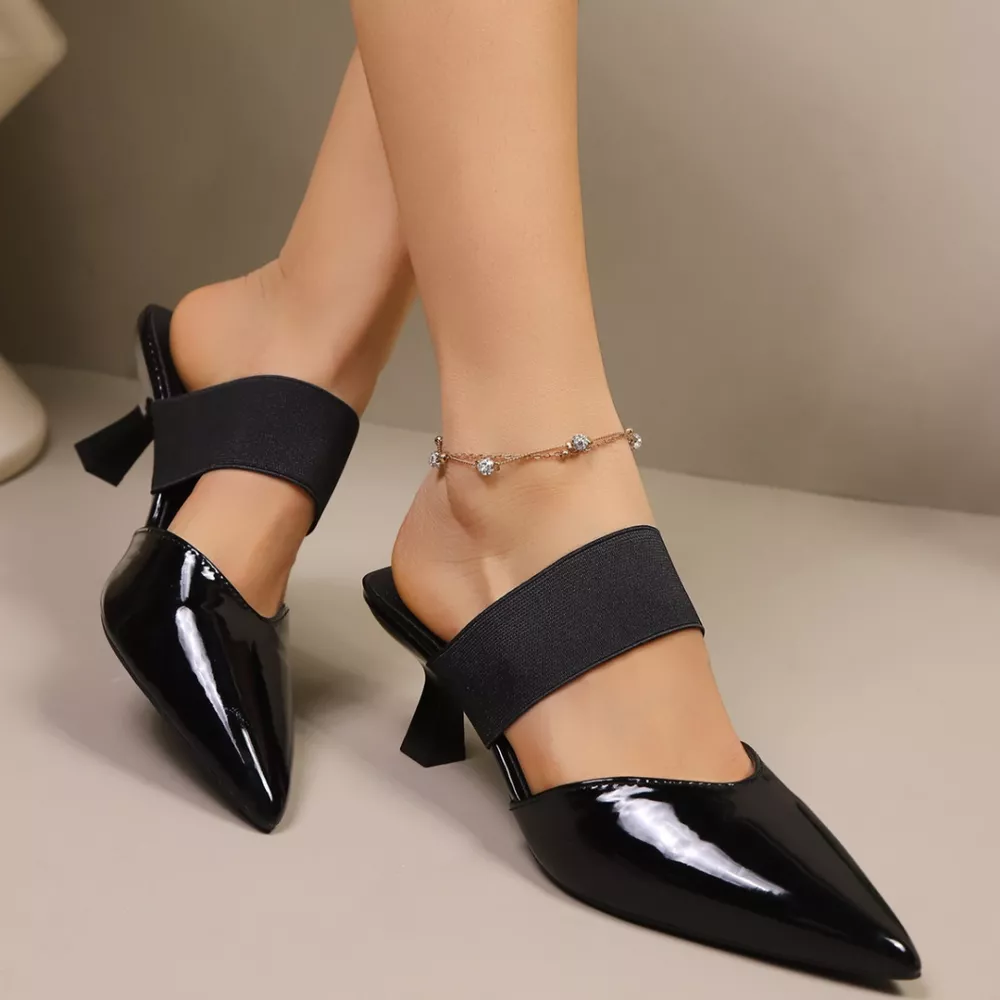 Point Toe Flare Heel Sandals, image 4