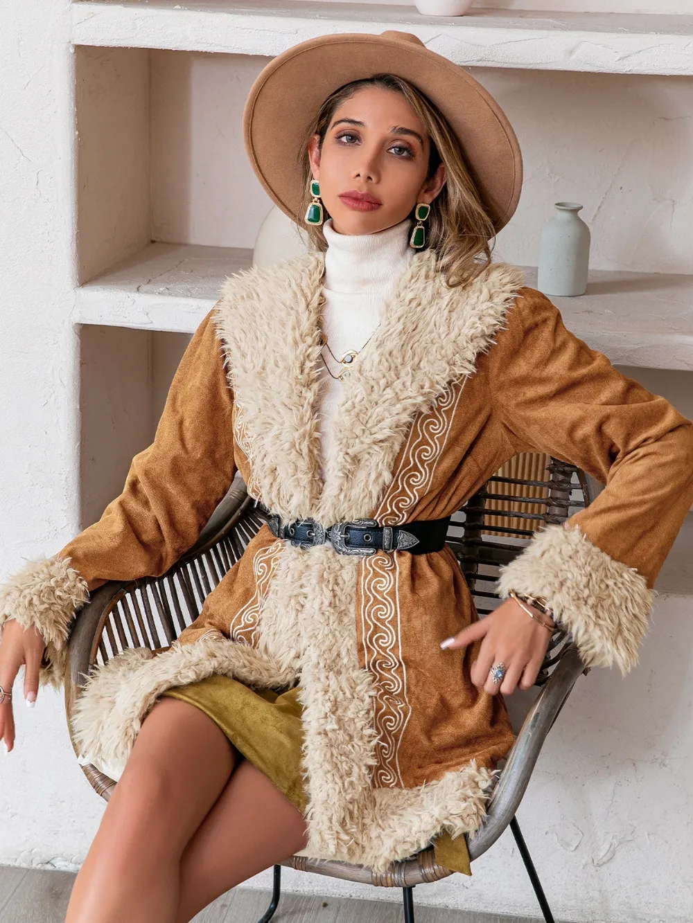 Fuzzy Open Front Long Sleeve Outerwear, image 5