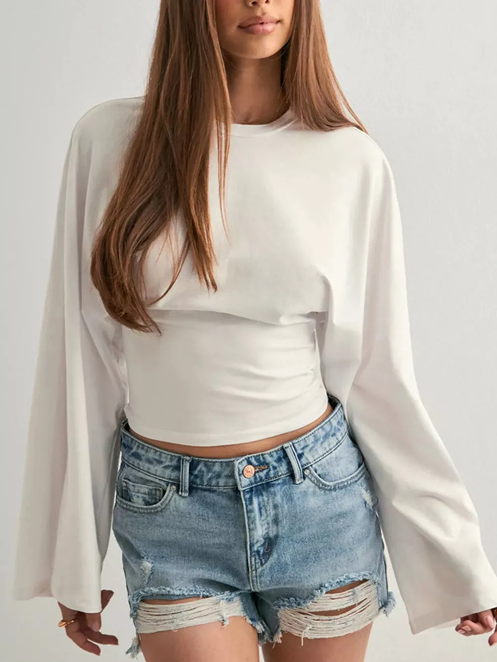 Full Size Long Sleeve Fitted T-Shirt Plus Size, image 12