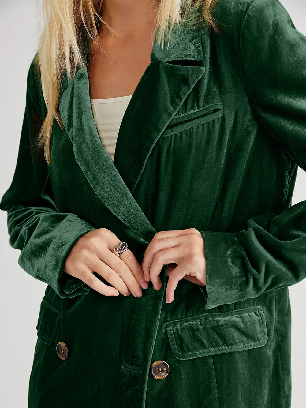 Lapel Collar Long Sleeve Blazer with Pockets, image 11