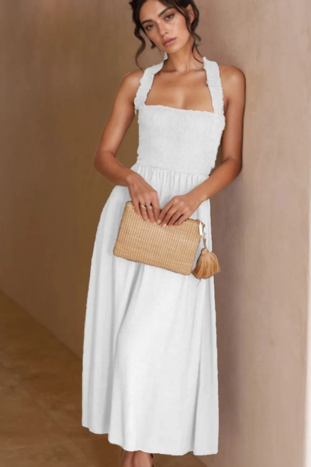 Crisscross Smocked Wide Strap Dress, image 3