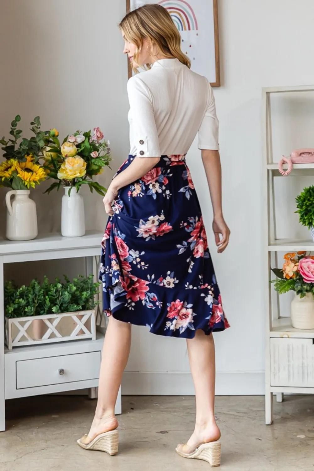 Floral Wrap Ruffled Dress, image 3