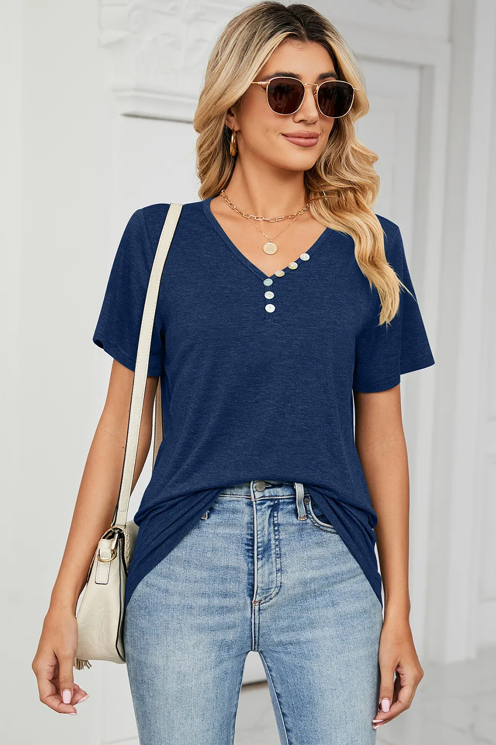 V-Neck Short Sleeve T-Shirt, image 14