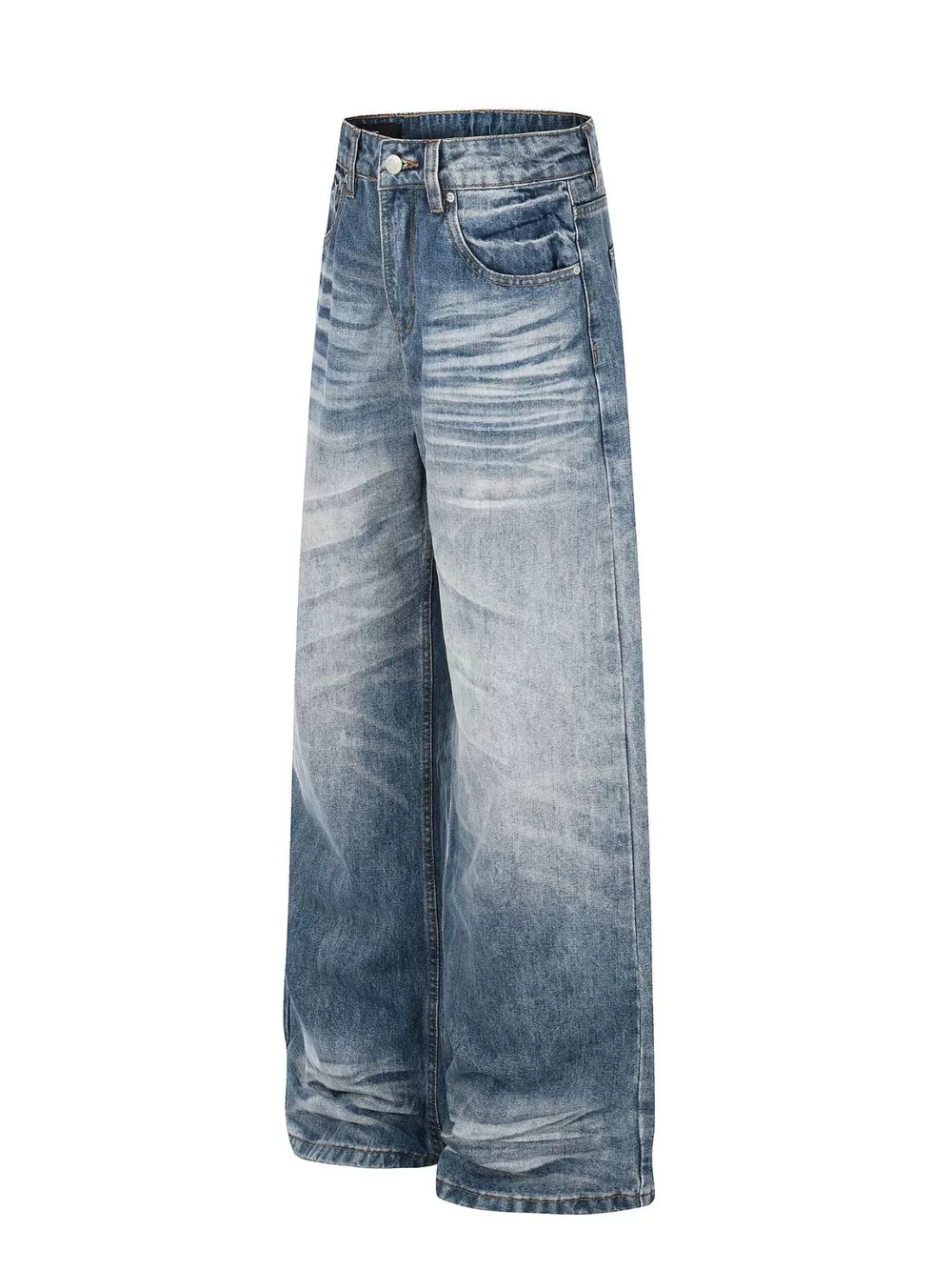 Men's Wide Leg Vintage Wash Jeans, image 2