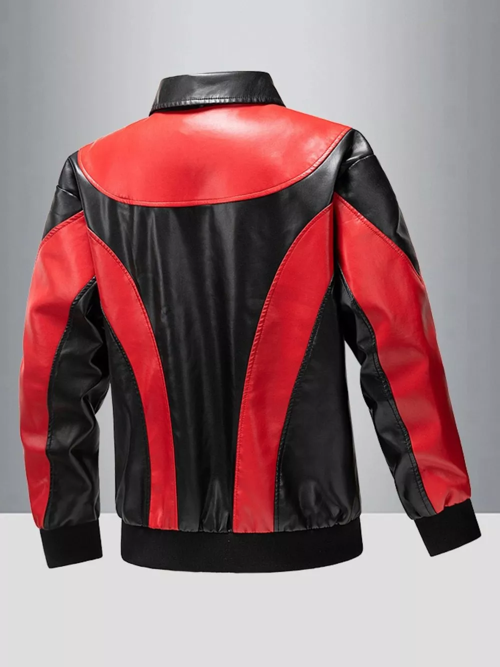 Men's Two-Tone Zip Up Leather Jacket, image 4