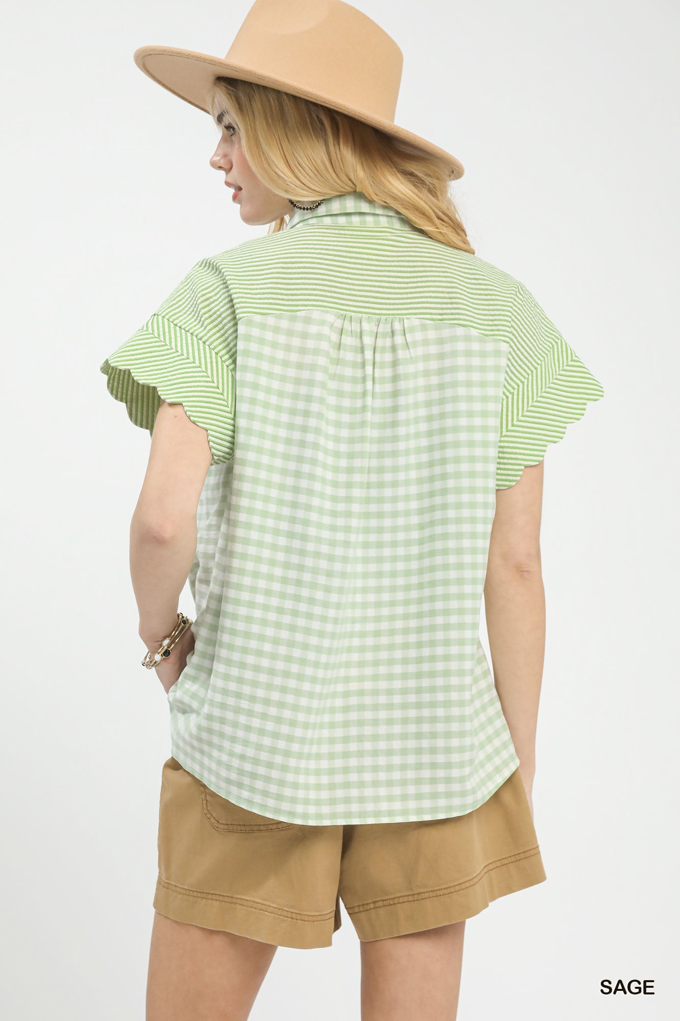 Mixed Gingham Short Sleeve Shirt, image 5