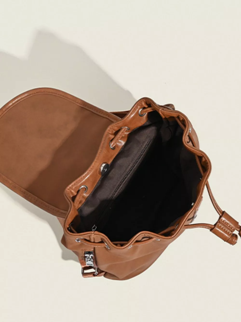 Drawstring Closure Flap Backpack Bag, image 9