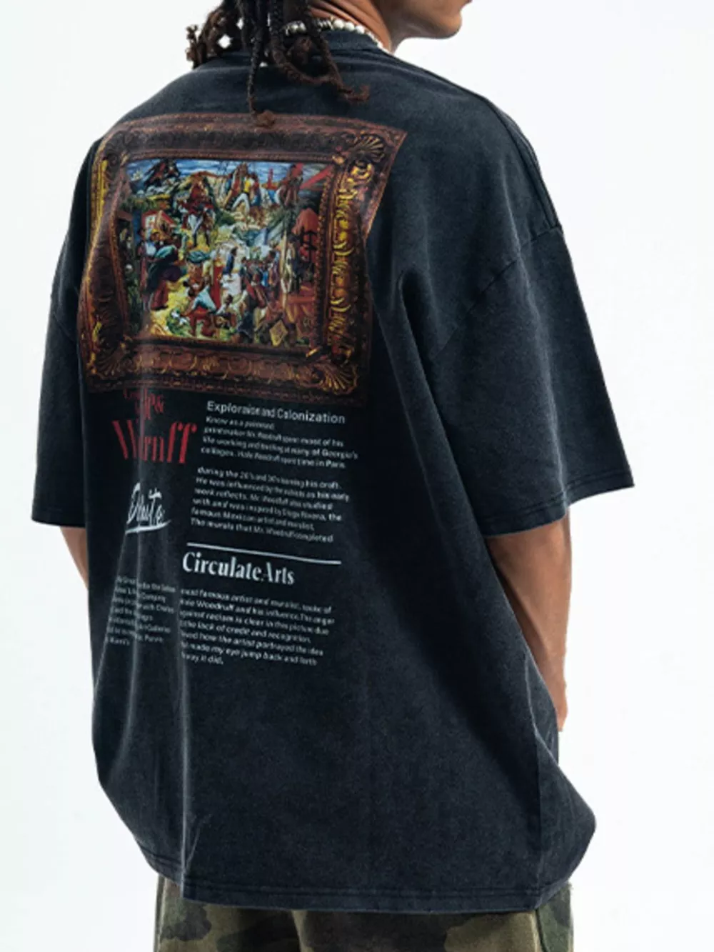 Men's Graphic Back Round Neck Half Sleeve T-Shirt