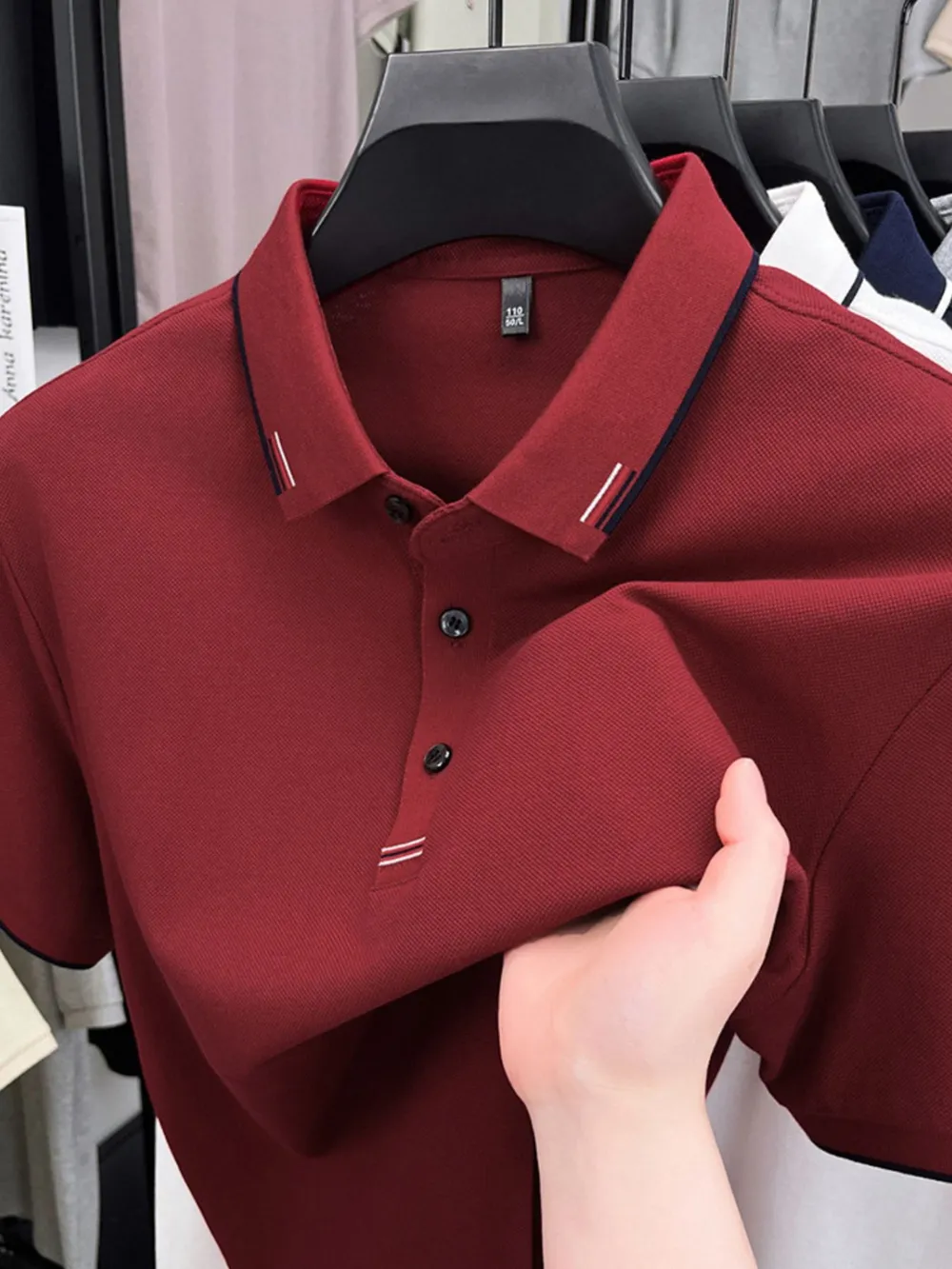 Men's Plus Size Button Detail Short Sleeve Polo, image 9