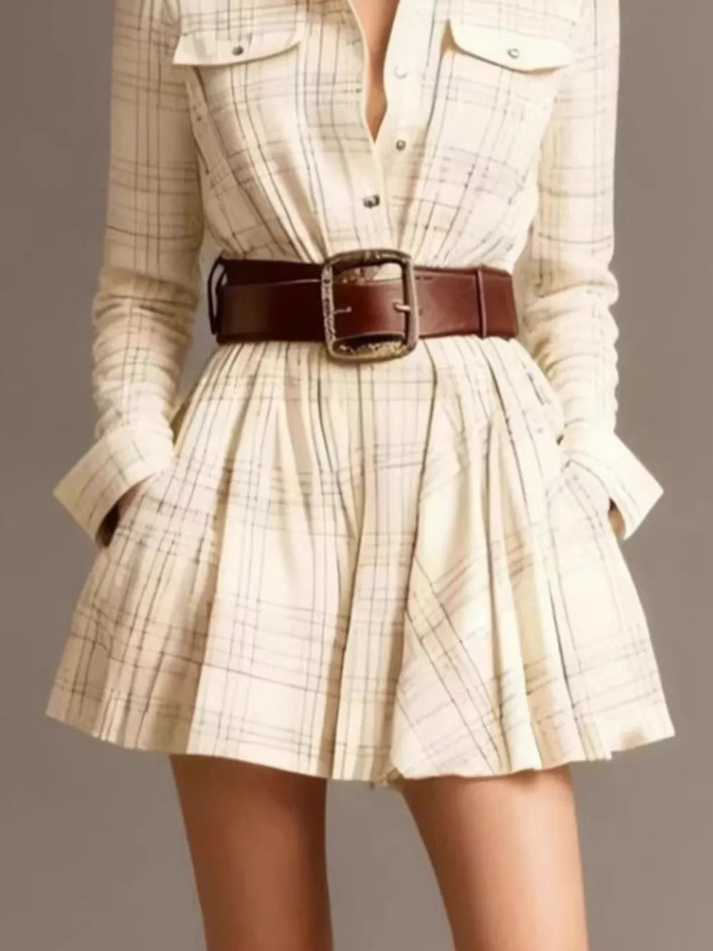 Plaid Long Sleeve Shirt Dress, image 8