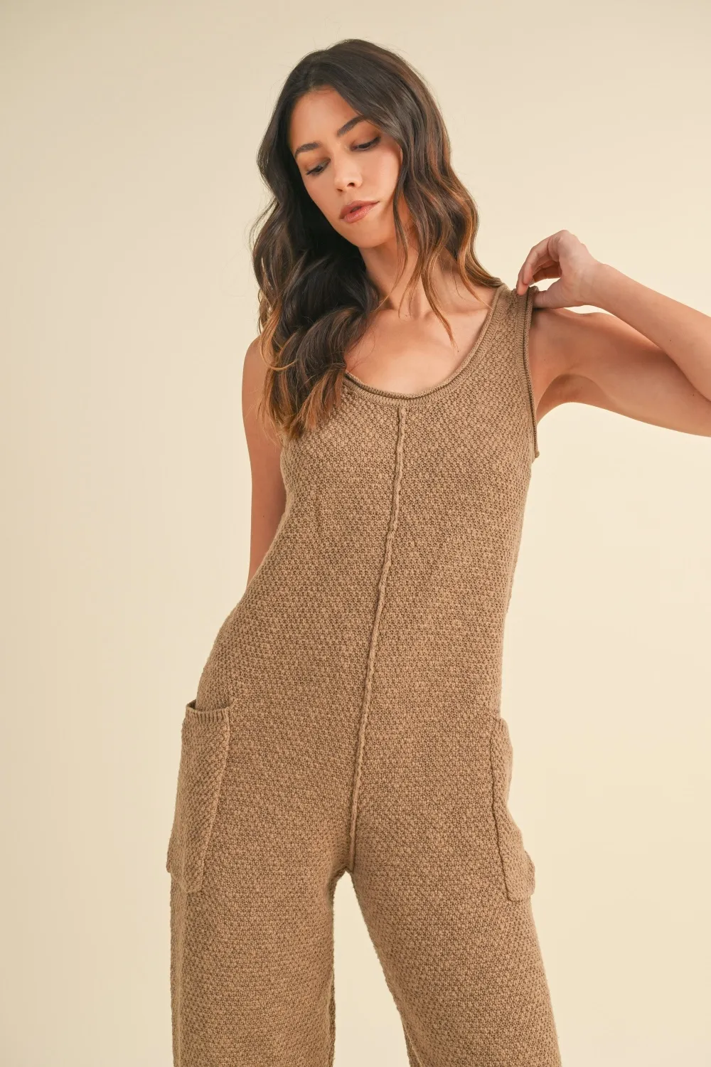Sleeveless Knit Crop Jumpsuit with Pockets, image 7
