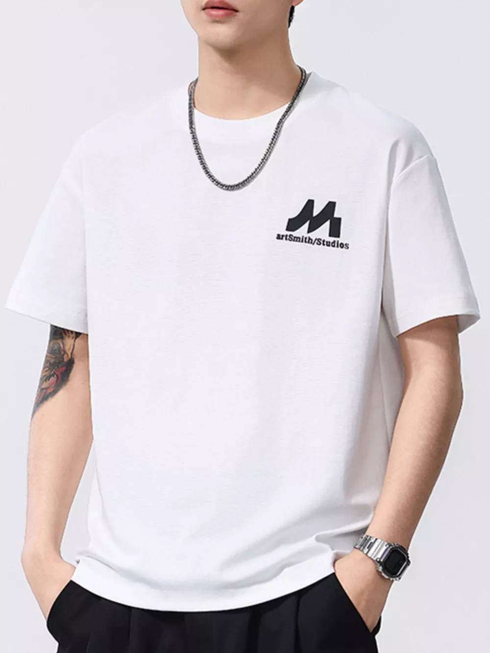 Men's Plus Size Round Neck Short Sleeve T-Shirt, image 7
