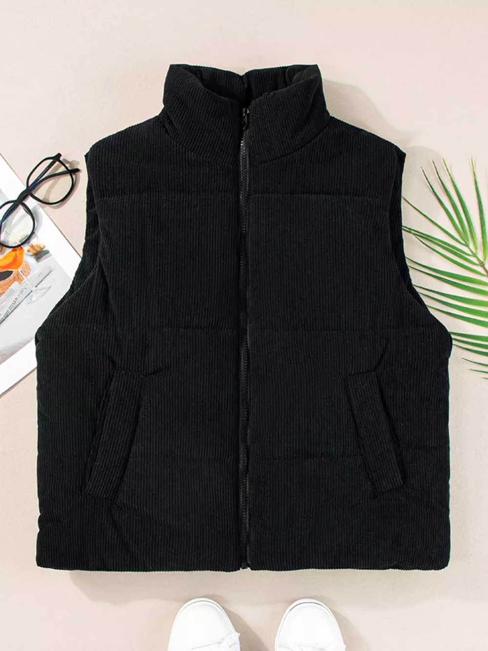 Corduroy Zip Up Vest Coat, image 6