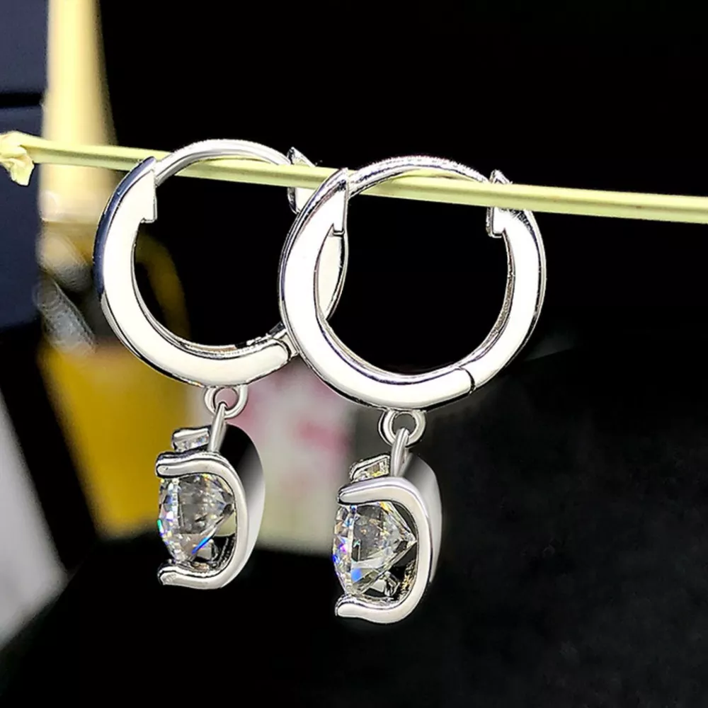 1 Carat Moissanite 925 Sterling Silver Drop Earrings, image 4