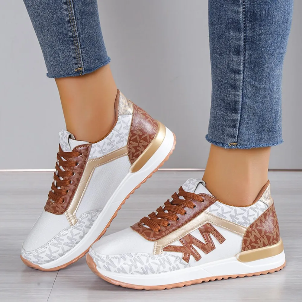 Contrast Lace Up Round Toe Sneakers, image 5