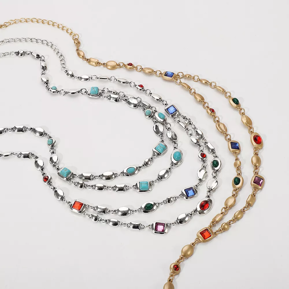 Vintage Multi-Gemstone Double Layered Necklace, image 13
