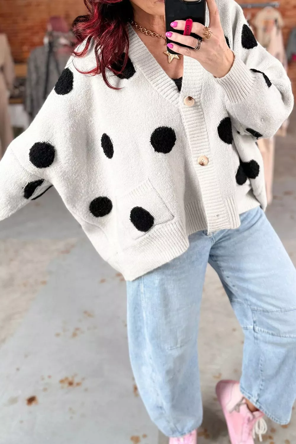 Polka Dot Button Up Cardigan, image 6