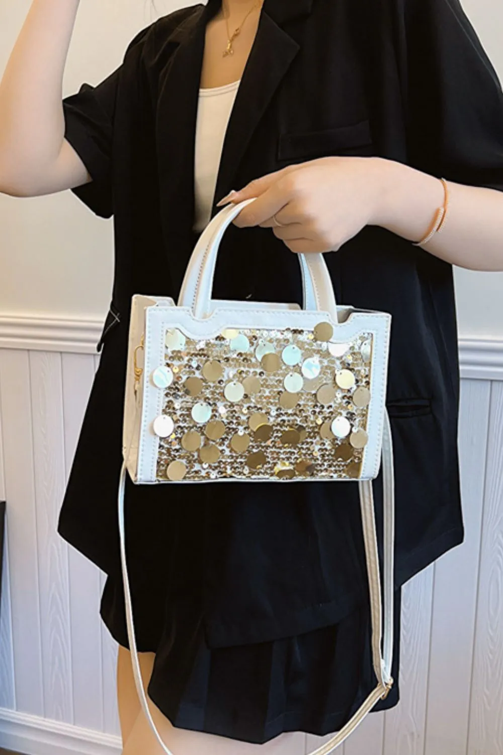 PU Leather Sequin Handbag, image 8