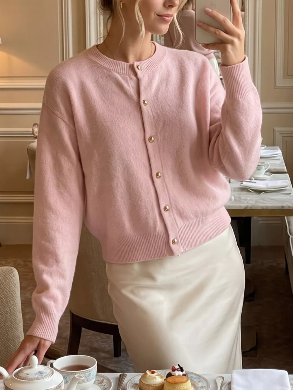 Classic Button-Down Knit Cardigan, image 11