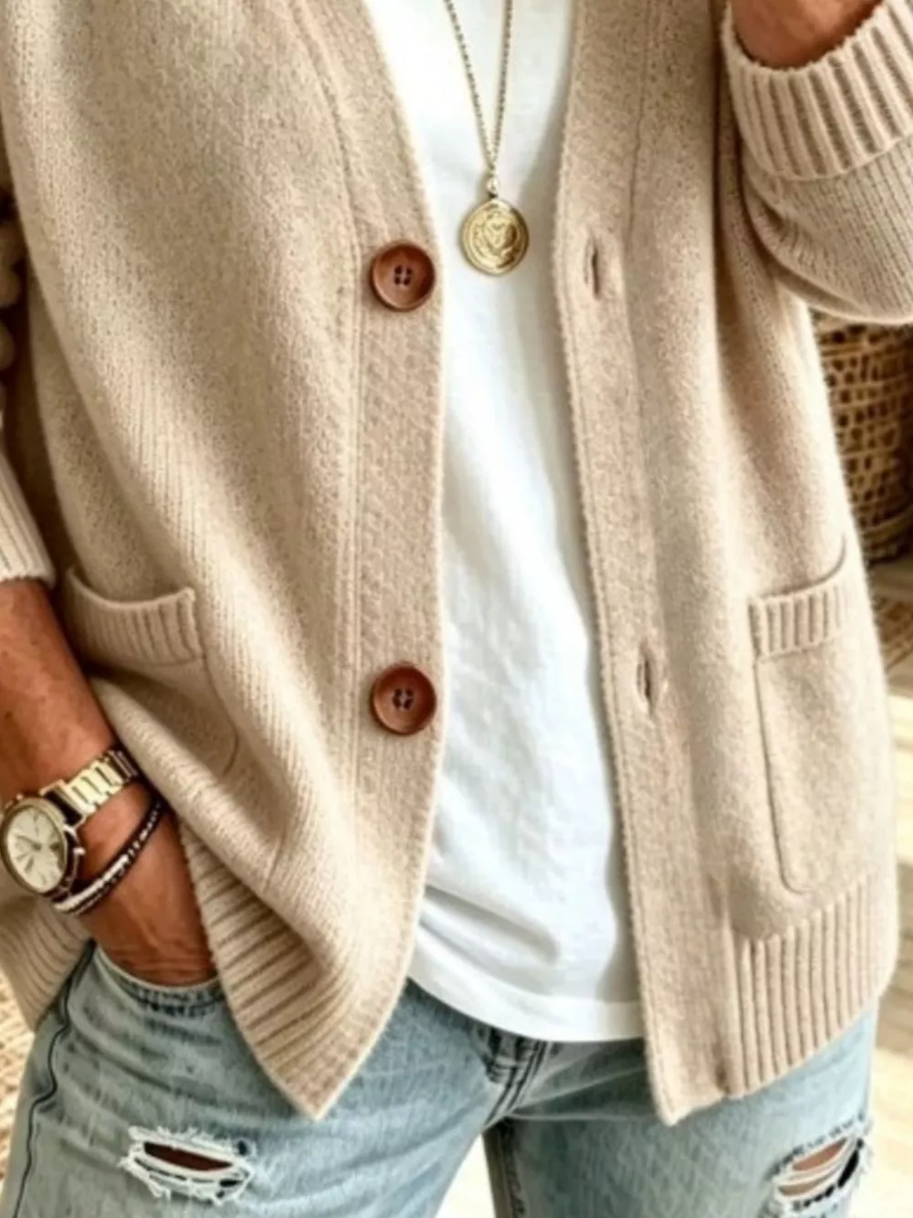 Full Size Button Up Raglan Sleeve Cardigan Plus Size, image 7