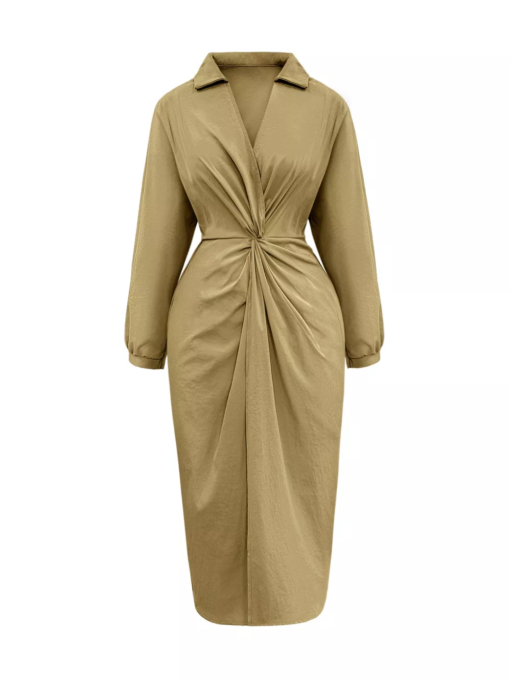 Plus Size Twist Front Split Midi Dress, image 6