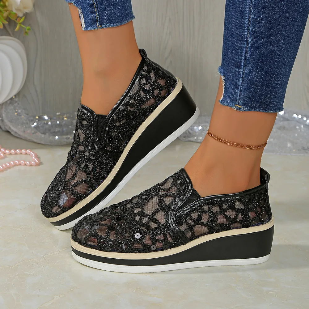 Mesh Platform Wedge Slip-Ons, image 3