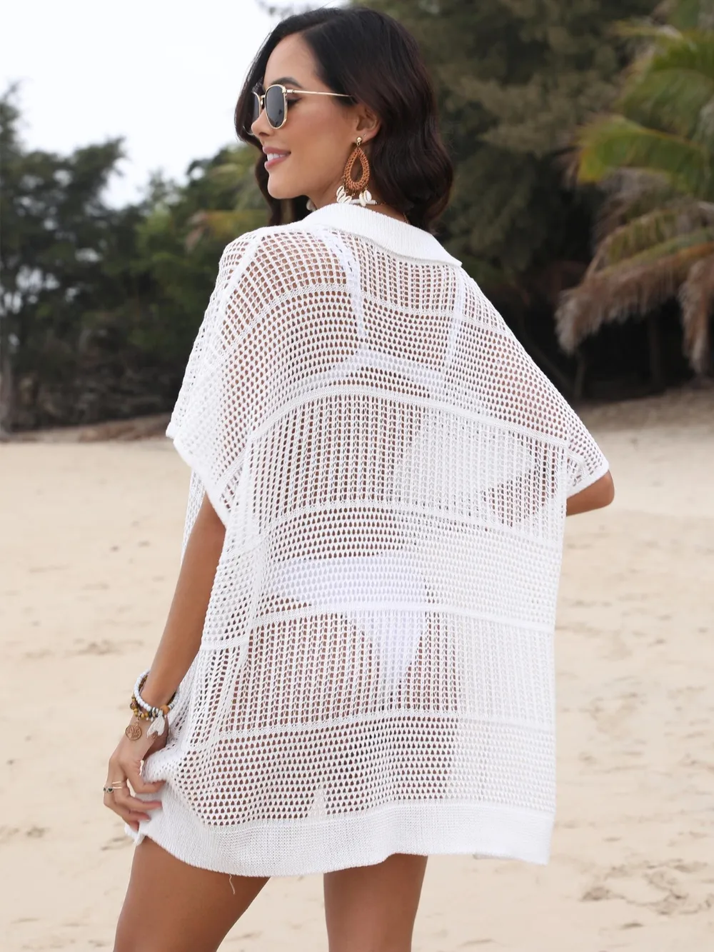 Hollow Out Collared Neck Cover-Up, image 5