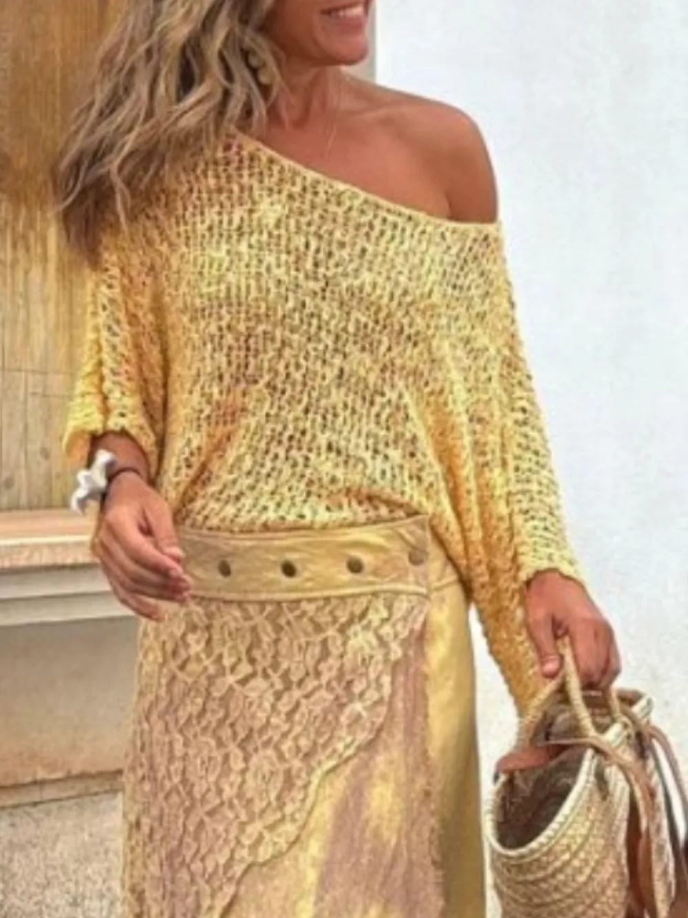 Crochet Boat Neck Knit Cover Up, image 11