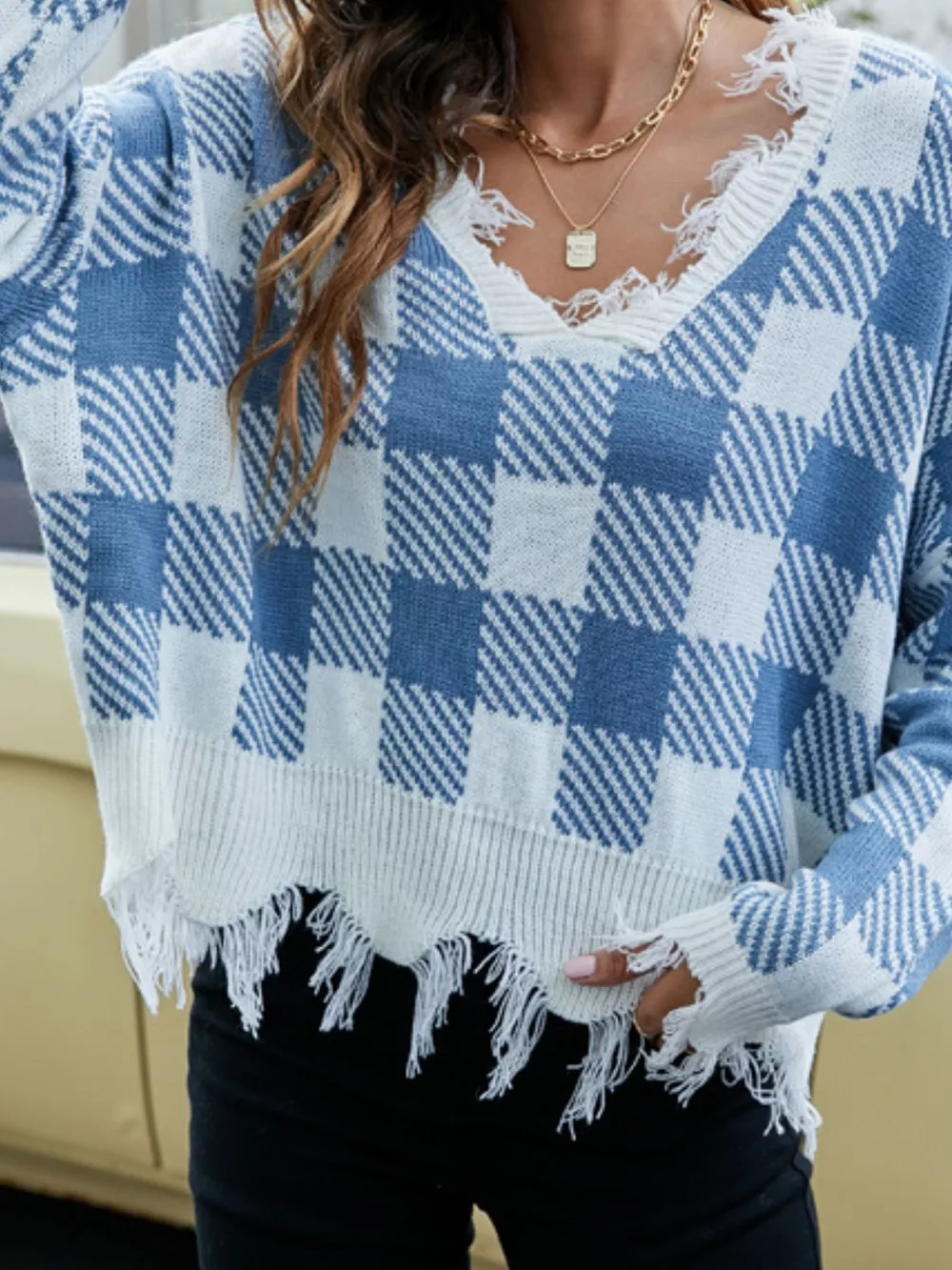 Frayed Hem Long Sleeve Sweater, image 15