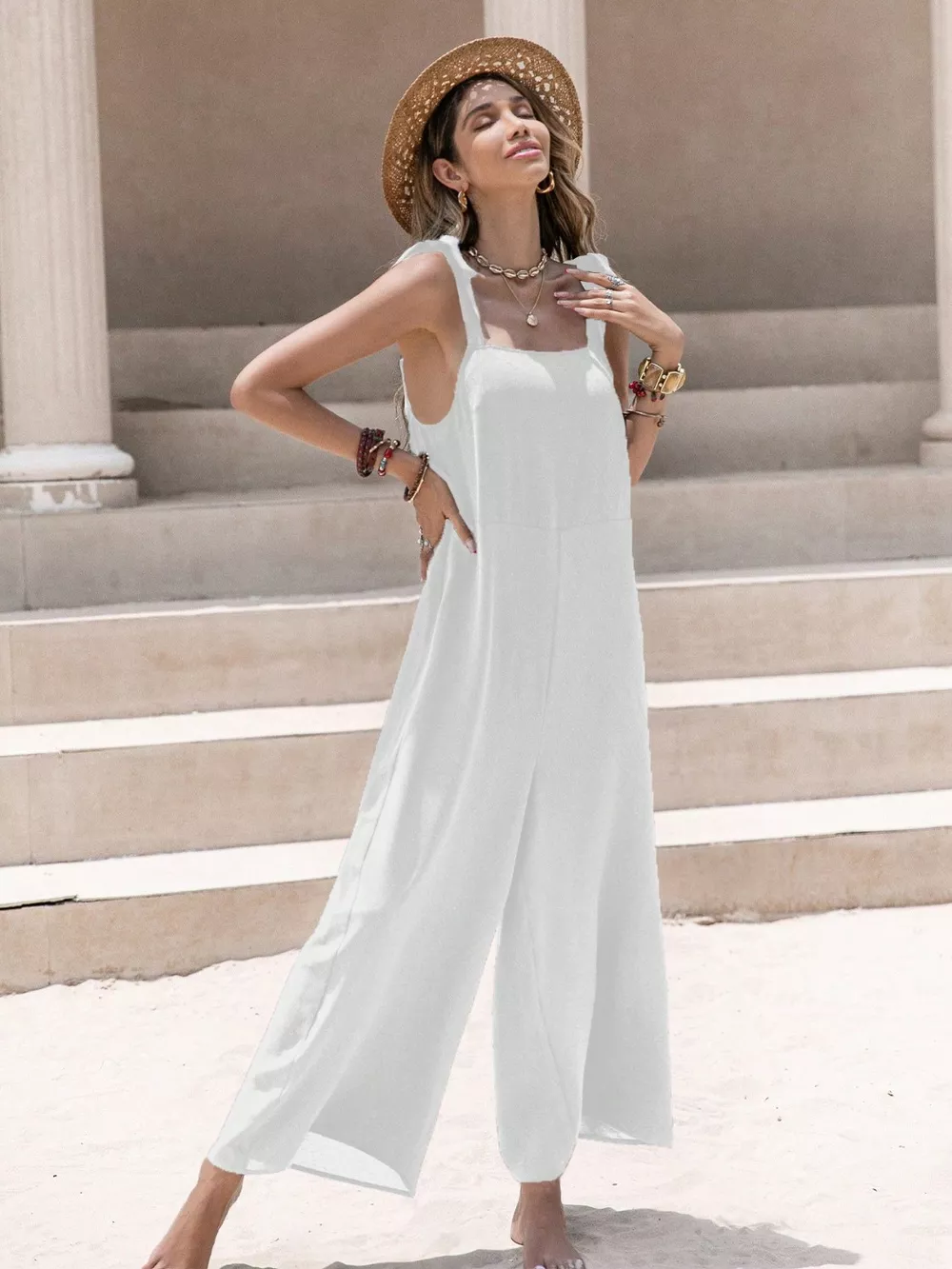 Sleeveless Wide Leg Jumpsuit with Tie Shoulder, image 12