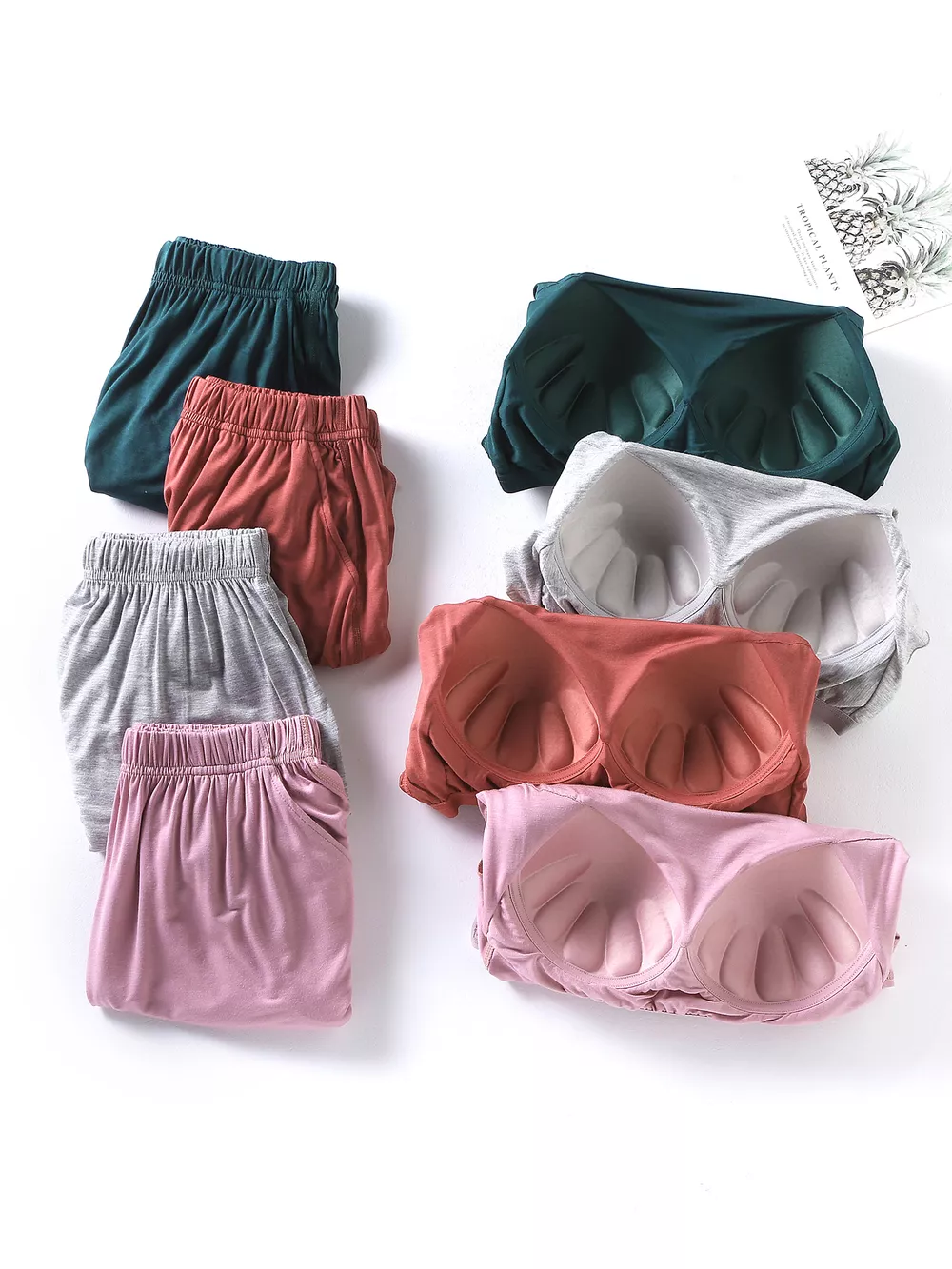 Plus Size Padded Round Neck Modal T-Shirt and Shorts Set, image 16