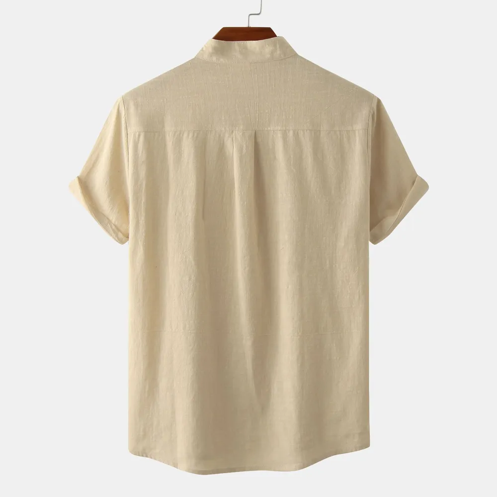 Men's Mandarin Collar Short Sleeve Henley Shirt, image 22